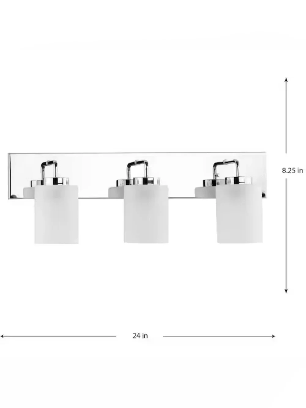 Polished Chrome 3-Light Vanity Light with Frosted White Shades